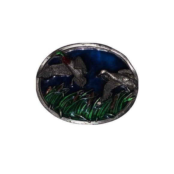 1983 Bergamont Brass Works Mallard Duck Painted Belt Buckle - Picture 1 of 2